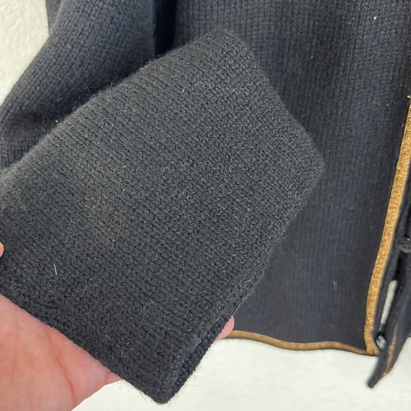 LRL Navy Marine Nautical Officer Metallic Gold Piping Cardigan Sweater - Picture 6 of 8